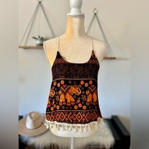 Elephant print boho tank